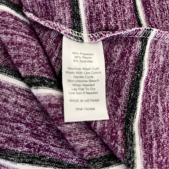 Market & Soruce Purple Striped Cowl Tie Neck Long Sleeve Dress - Picture 8 of 11